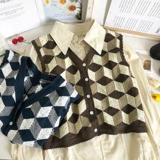 Stereoscopic Button-up Knit Crop Vest