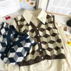 Stereoscopic Button-up Knit Crop Vest
