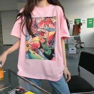 Short-sleeve Painting Print T-shirt