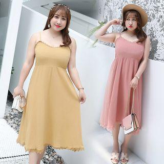 Spaghetti Strap Lace-trim A-line Dress
