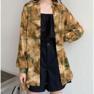 Long-sleeve Tie-dyed Loose Fit Shirt As Shown In Figure - One Size