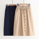 Paperbag Waist Buttoned A-line Skirt