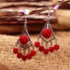 Alloy Rose Fringed Earring