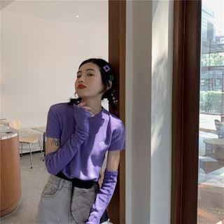 Short-sleeve Knit Top / Arm Sleeves
