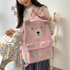 Letter Embroidered Cartoon Bear Backpack