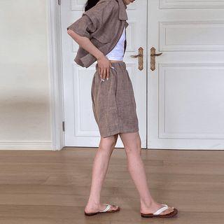 Zip-up Jacket & Band-waist Shorts Set