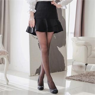 Zip-back Ruffle-hem Mini Skirt