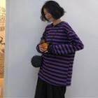 Striped Sweatshirt Stripes - Black & Purple - One Size