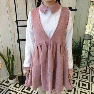 Set: Long-sleeve Top + Mini Pinafore Dress