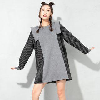 Striped Panel Mini Shift Dress