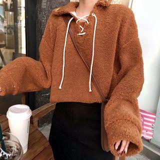Lace-up Fleece Sweatshirt