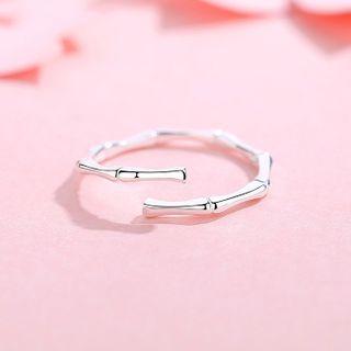 925 Sterling Silver Bamboo Open Ring Ring - Silver - One Size