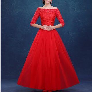 Off-shoulder Lace Evening Dress