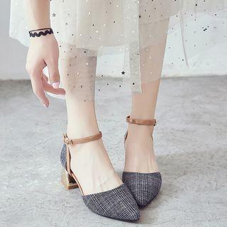 Ankle-strap Block-heel Pointy Sandals