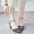 Ankle-strap Block-heel Pointy Sandals