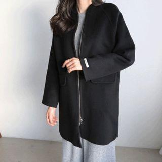 Wool Blend Zip-up Coat
