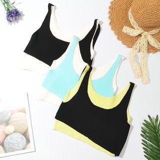 Mock Two-piece Cropped Knit Tank Top