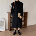 Long-sleeve Peter Pan Collar Coat Black - One Size