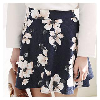Floral Pattern Mini A-line Skirt