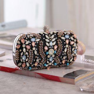 Beaded Clutch With Metal Chain