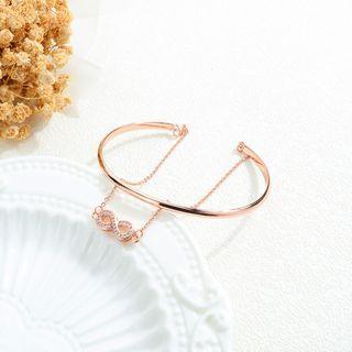 Fashion And Elegant Plated Rose Gold Infinity Symbol Cubic Zirconia Bangle Silver - One Size