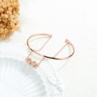 Fashion And Elegant Plated Rose Gold Infinity Symbol Cubic Zirconia Bangle Silver - One Size