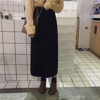 Plain High-waist Knit Skirt