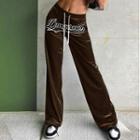 High-waist Lettering Straight-fit Pants
