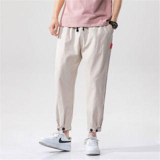 Buttoned-cuff Straight-cut Cropped Pants