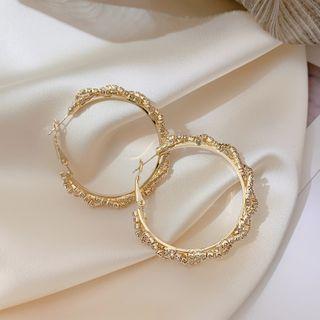 Rhinestone Hoop Earring 1 Pair - Rhinestone Earring - One Size