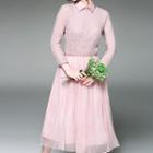 Set : Knit Top + Sleeveless Collared Dress