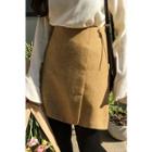Herringbone Wool Blend A-line Mini Skirt