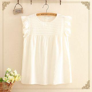 Sleeveless Ruffle Trim T-shirt