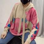Floral Print Hooded Sweater Pink - One Size