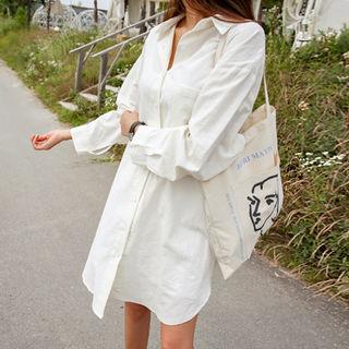 Linen Blend Boxy-fit Shirtdress