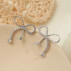 Rhinestone Bow Stud Earring 1 Pair - Silver - One Size