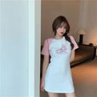 Short-sleeve Rabbit Print Mini Raglan T-shirt Dress