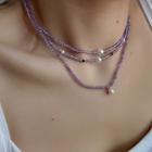 Freshwater Pearl / Faux Crystal Layered Necklace