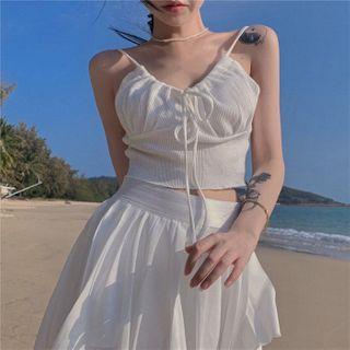 Bow Detail Camisole Top / Mini A-line Skirt