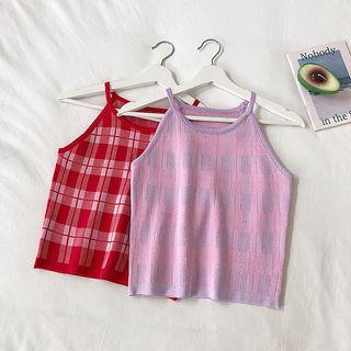 Plaid Halter Camisole Top