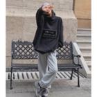 Turtleneck Lettering Sweater Gray - One Size