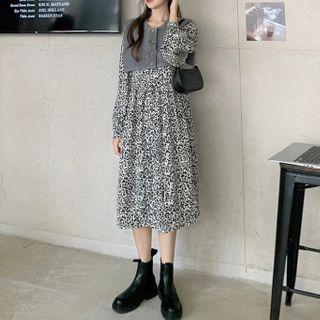 Long-sleeve Floral Midi Dress / Shawl