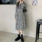 Long-sleeve Floral Midi Dress / Shawl