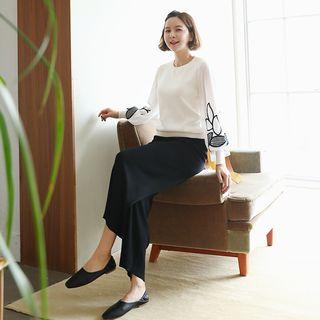 Leopard Band-waist Knit Pants
