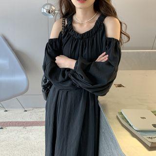 Plain Off Shoulder Oversize Dress