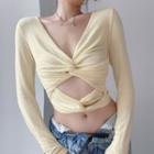 Long Sleeve Twist Cut-out Top
