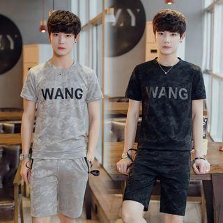 Set: Short-sleeve Camo Print T-shirt + Shorts