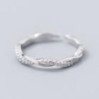 925 Sterling Silver Rhinestone Twisted Open Ring