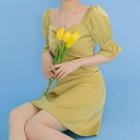 Short-sleeve Twist-front Mini A-line Dress