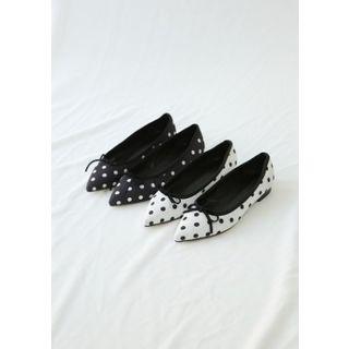 Beribboned Pointy Polka-dot Flats